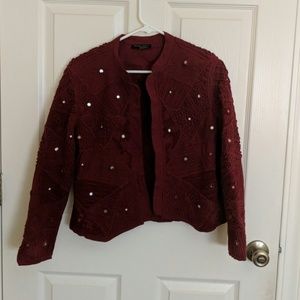 Zara red mirrored jacket